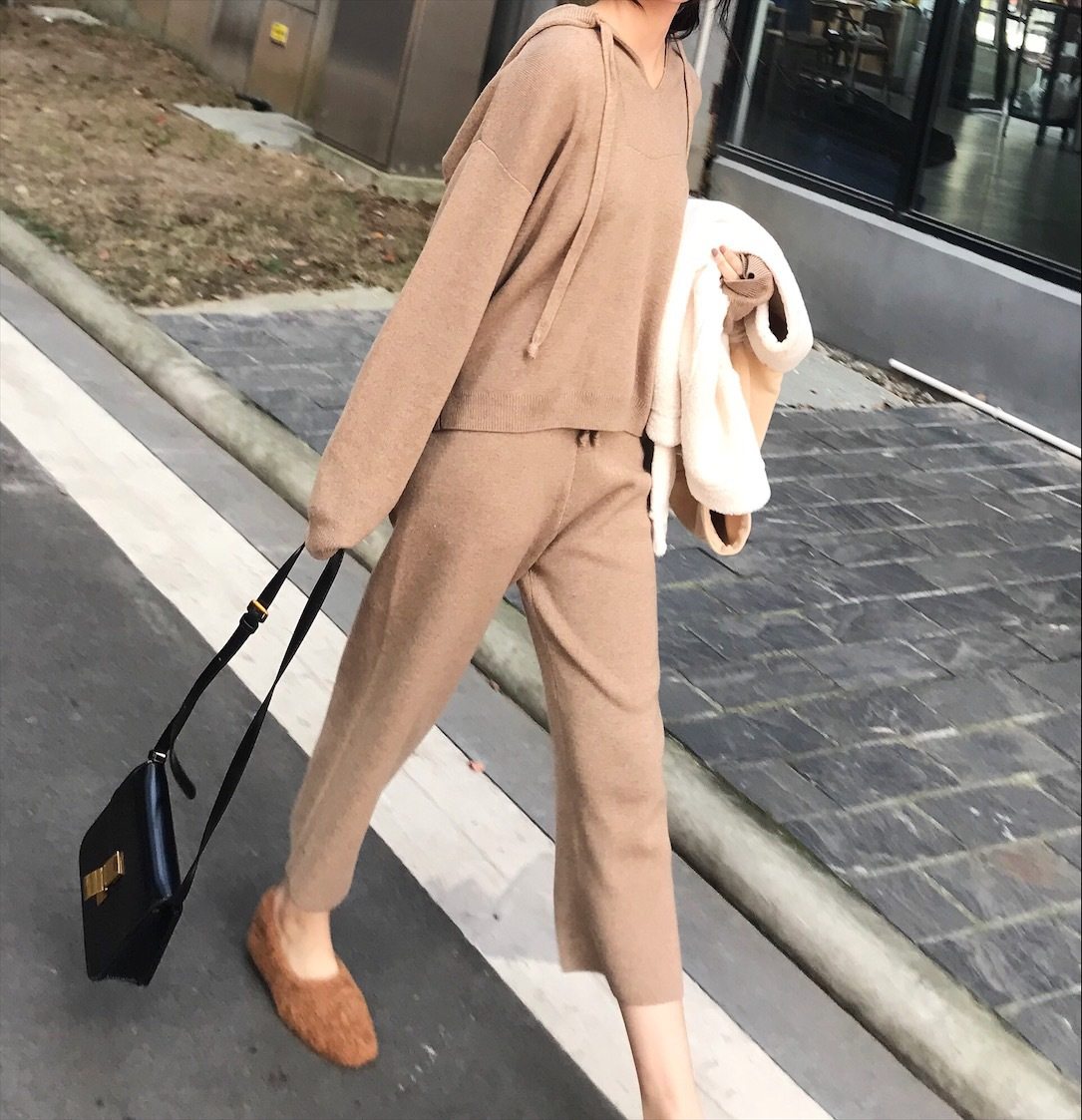 羊毛针织套装阔腿裤