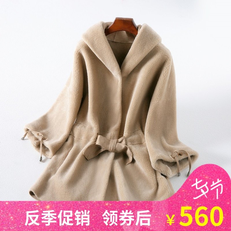 海宁秋冬新款2018皮毛一体女中长款貂皮大衣