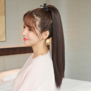 直发假马尾 假发女马尾辫子 假头发长直发绑带式假发尾中长马尾发