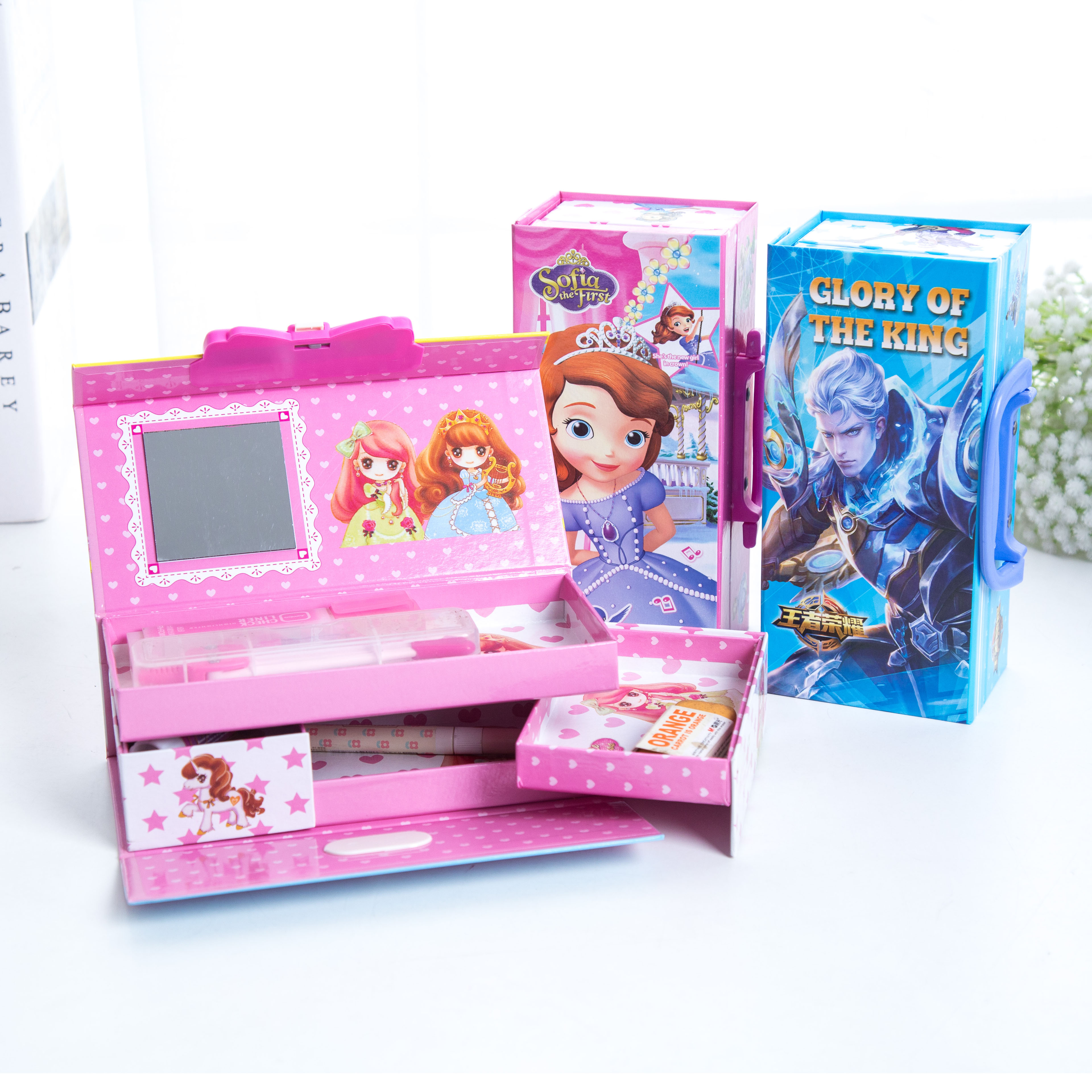 盒 男_密码文具盒女小学生韩国创意可爱多功能三层铅笔盒男儿童笔盒