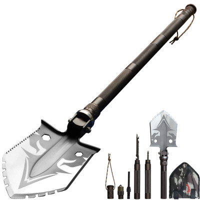 全能鹰工兵铲多功能铁锹军工铲组合工具铲子中国兵工铲金属防身棍