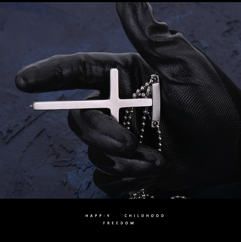 热销男士装饰品项链_edc防身十字架便携多功能项链饰品战术防卫军迷