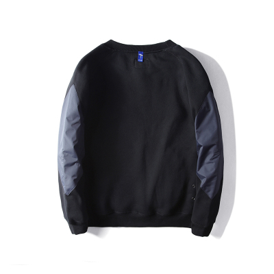 mane潮牌余文乐拼接圆领卫衣男外套头加绒撞色休闲韩版潮流日系