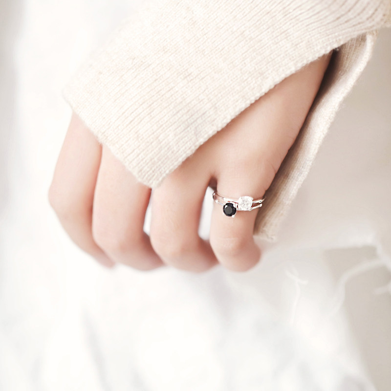 一折尾戒 纯银 女款_尾戒女款单钻简约个性小指开口韩国小号清新关节