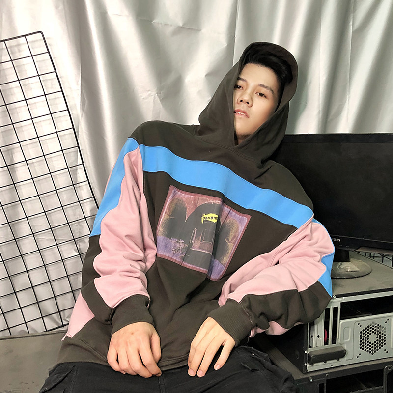 e hoodie 蓝肋骨 拼接 ce连帽卫衣 cavempt连帽衫男女优惠券