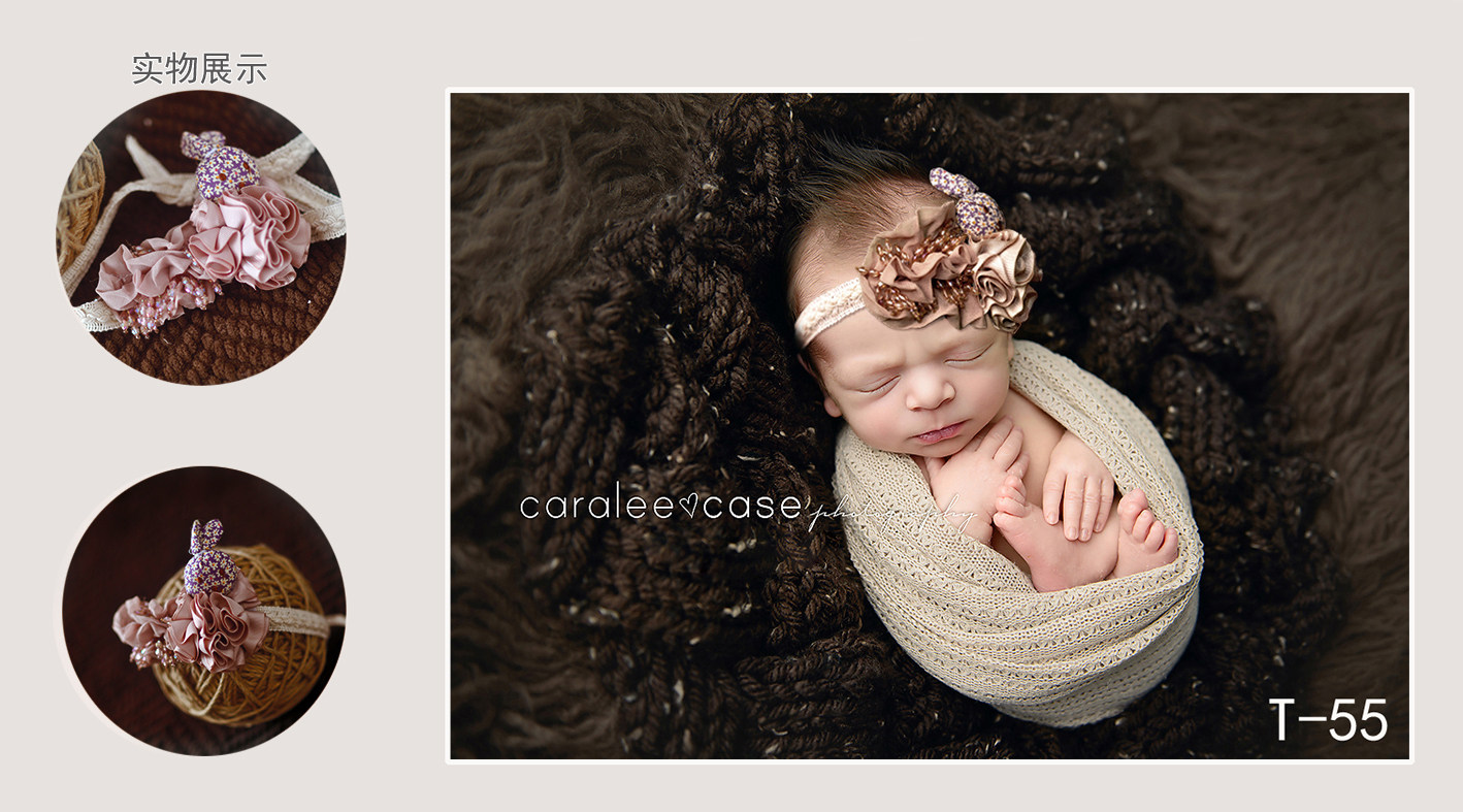 新款欧美婴儿照相帽子宝宝摄影帽子棉质蕾丝绑带可爱拍照摄影胎帽