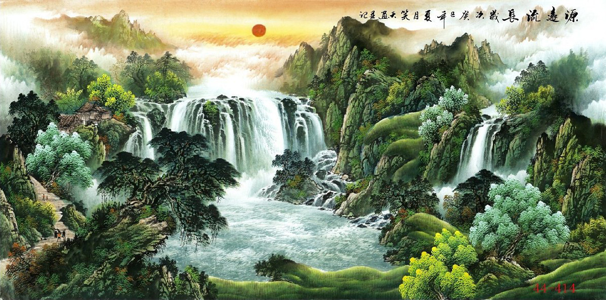 山水画风水靠山招财字画 旭日东升国画办公室风水挂画 客厅装饰画 $