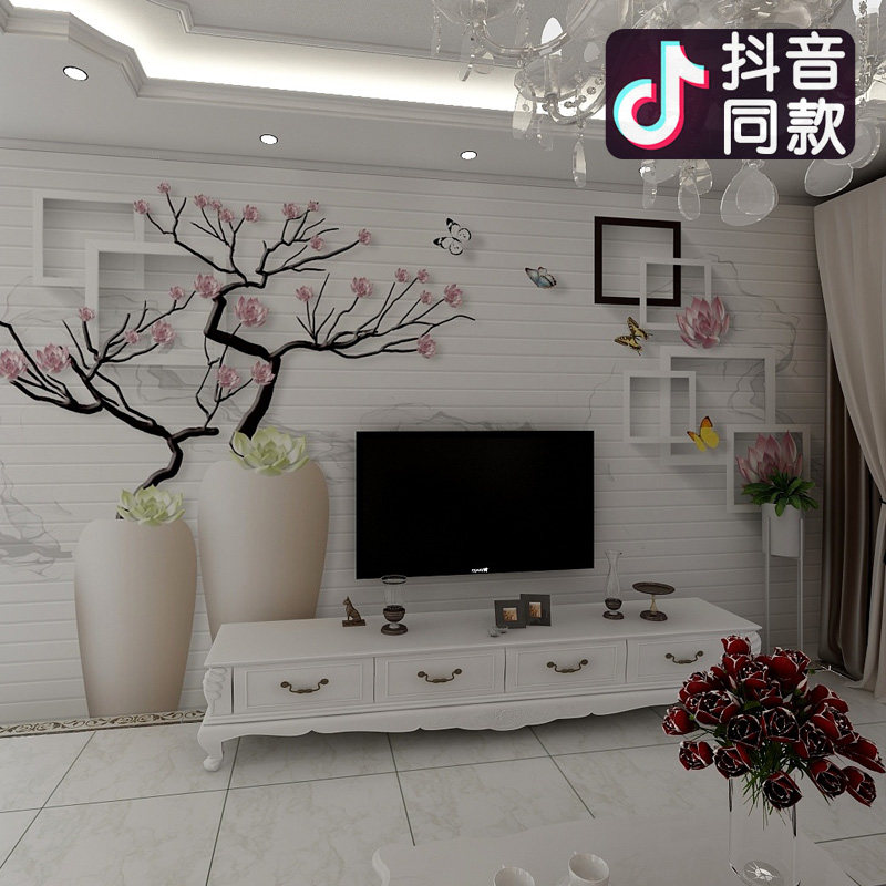 壁画电视背景墙 卧室_5d电视背景墙纸3d简约现代客厅卧室装饰抖音壁画
