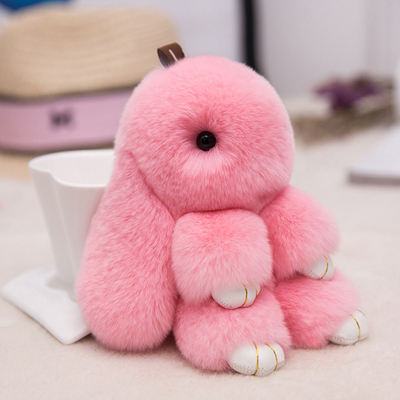 獭兔毛小兔子挂件懒兔皮草呆萌兔书包萌萌兔包包挂饰毛毛绒装死兔