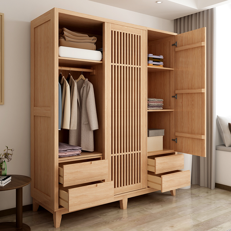 实木衣柜橡木 现代简约_北欧日式全实木衣柜简约现代卧室家具白橡木推