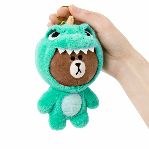line friends布朗熊钥匙扣_韩国正品line friends可爱布朗熊恐龙装