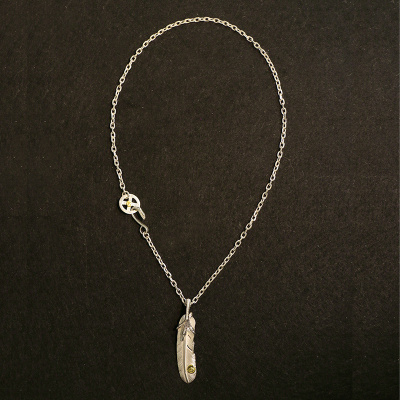 吴亦凡同款高桥吾郎goros925纯银xl银爪大点铜羽毛吊坠项链套装