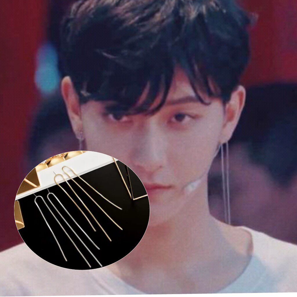 耳钉男长款_黄子韬耳坠这就是街舞同款耳钉长款流苏链条精致耳环男女