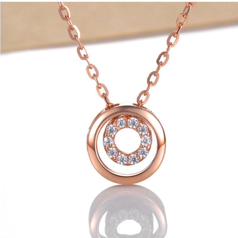 富艺珠宝18k金项链彩金玫瑰金圆形女款套链锁骨