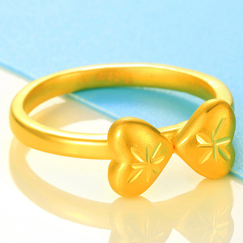 富艺珠宝首饰心相印足金黄金戒指硬金女款戒指