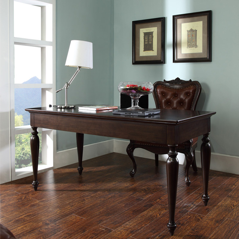一折欧式写字台书桌_美式书桌欧式实木办公桌家用台式电脑桌写字桌