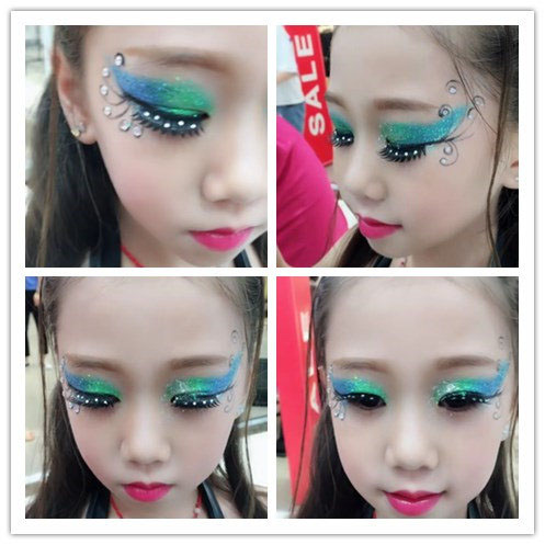 儿童舞台妆亮片眼影演出闪粉啫喱膏眼妆贴无毒彩妆紫绿蓝色亮晶晶