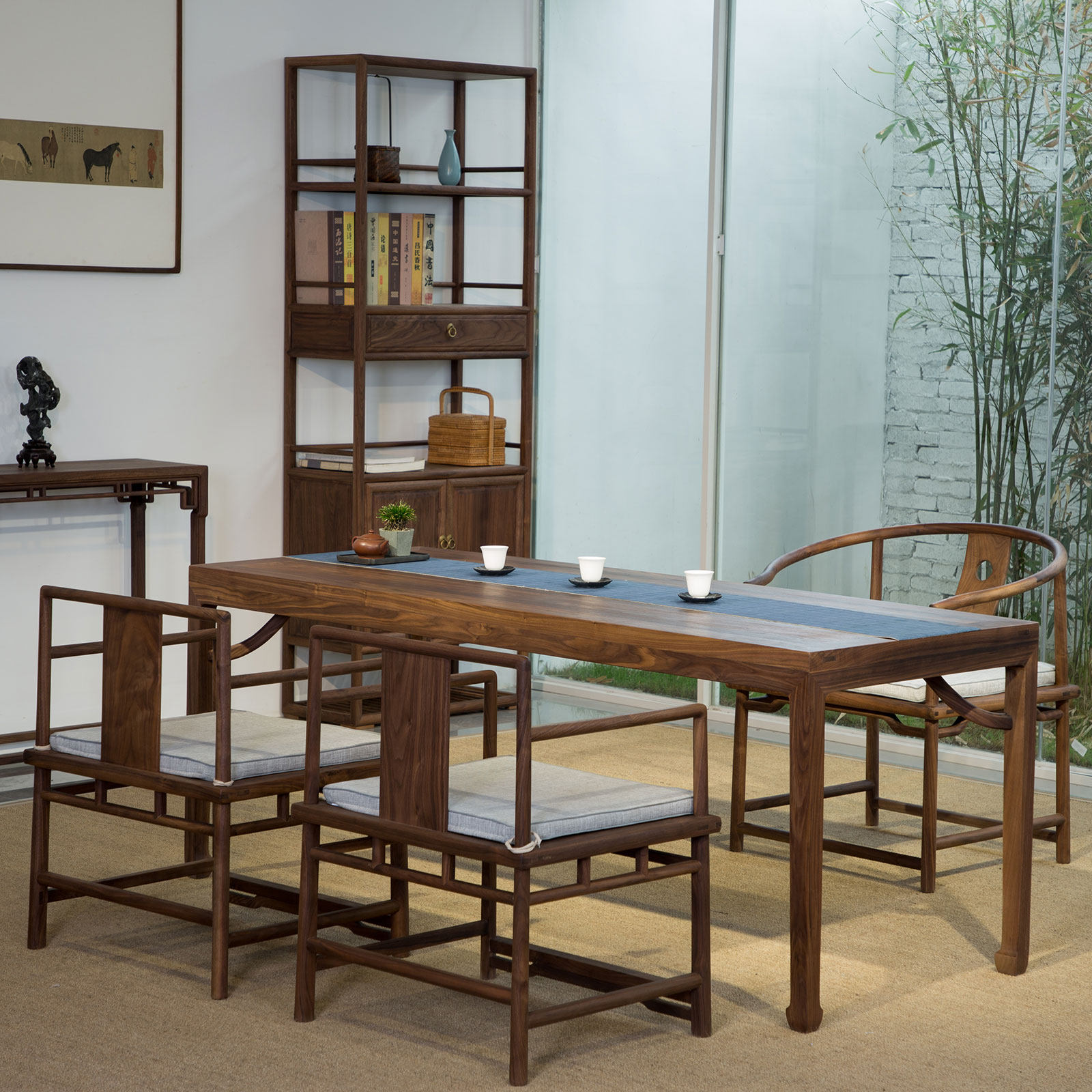 禅意老榆木圈椅实木太师椅新中式官帽椅子功夫茶台家具茶桌椅组合