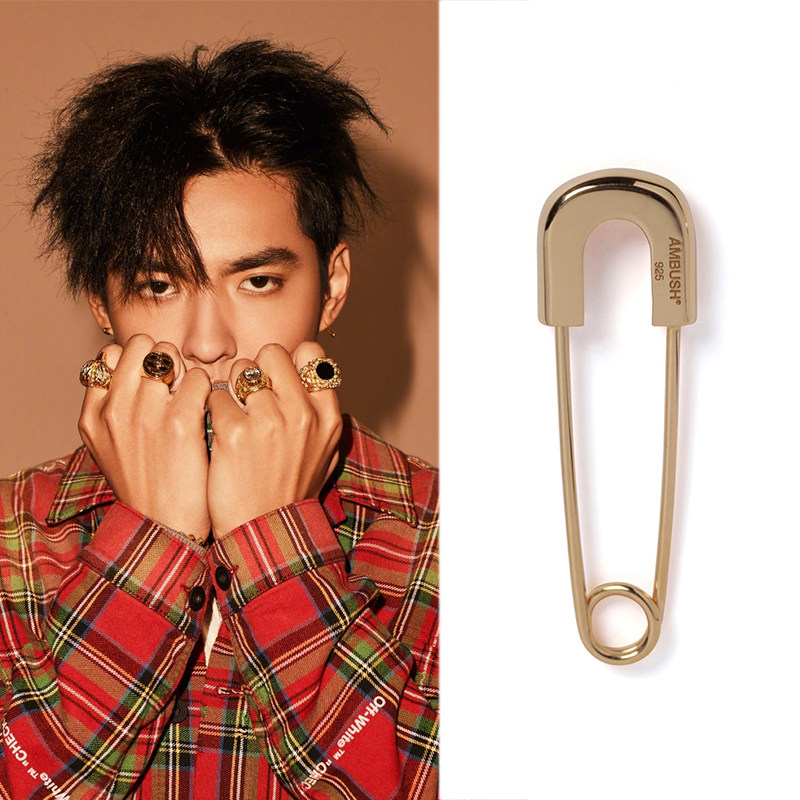 热销嘻哈耳钉男_吴亦凡kris同款别针耳环925纯银个性百搭嘻哈说唱男女