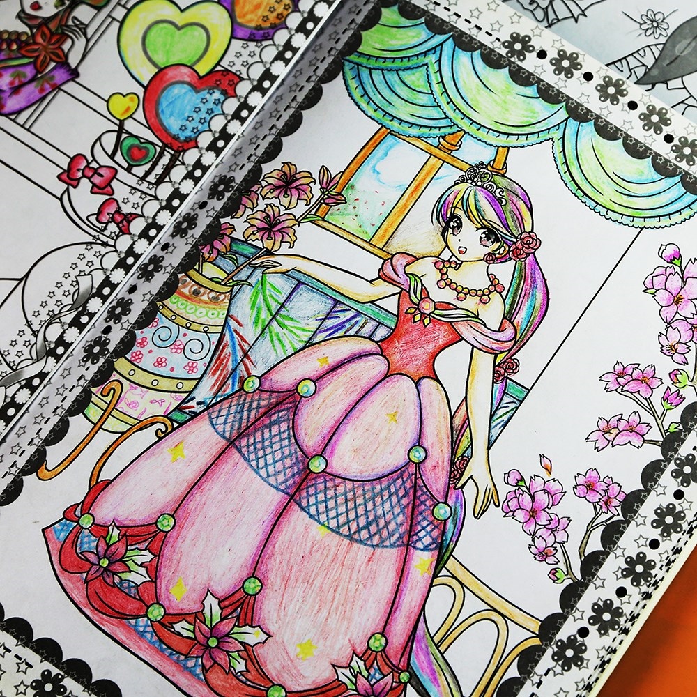 幼儿童12岁填色本 女宝宝换装秀贴纸画 小女孩公主换装涂色书