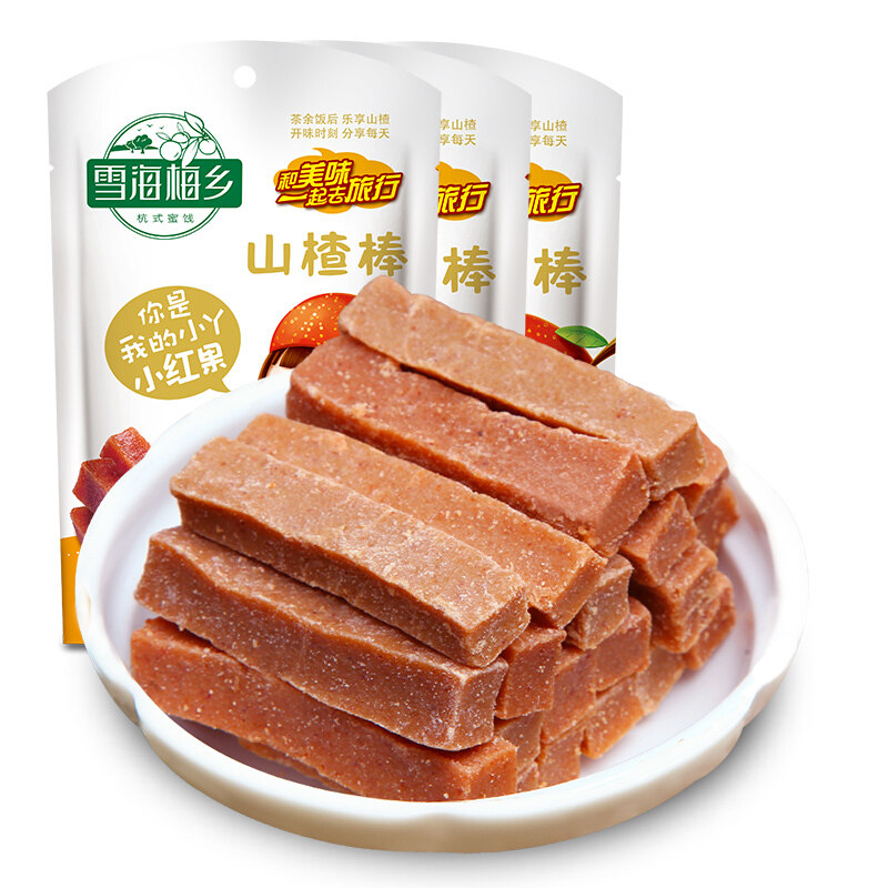 怡达山楂棒棒卷_雪海梅乡山楂棒140g*3袋 办公室小零食酸爽果脯山楂条
