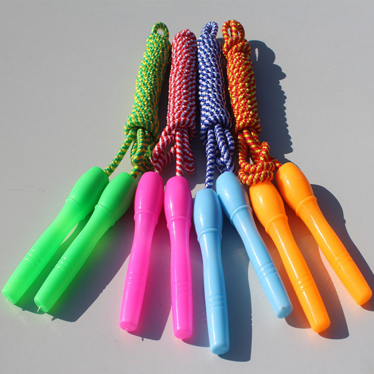 跳绳 儿童 幼儿园 塑料_新款包邮跳绳加粗编织绳塑料绳可调节儿童