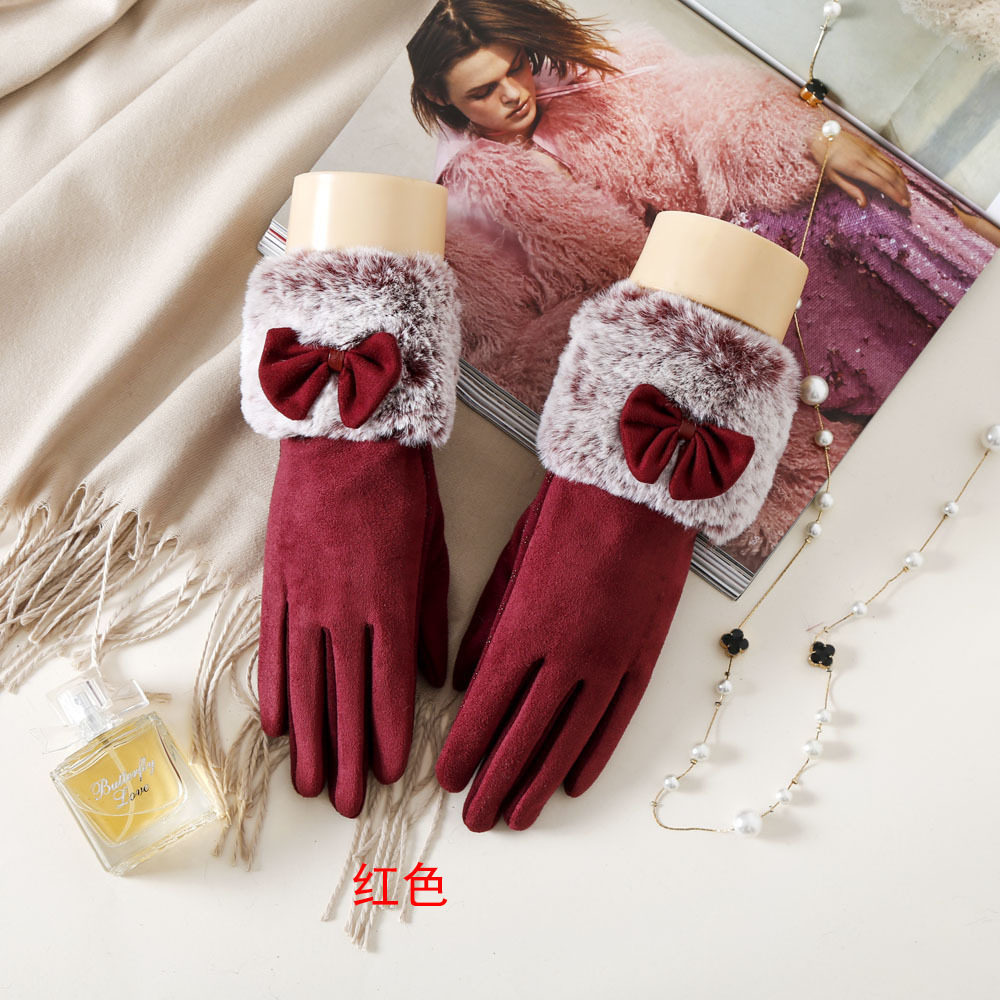 特价红色皮手套女