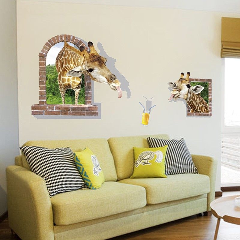 热销3d墙贴画立体画 仿真创意动物