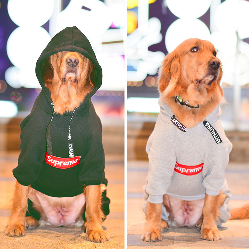 宠物衣服 四脚衣冬_潮牌网红supreme狗狗衣服四脚衣冬装加厚中型大型