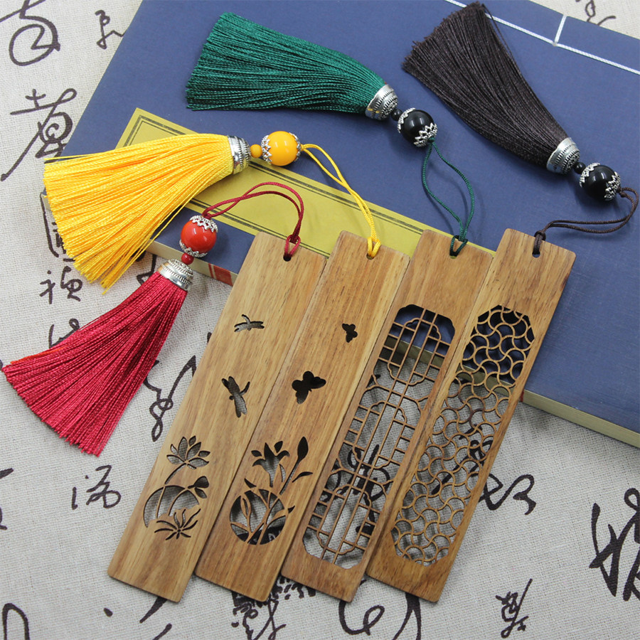 书签木_黑檀木红木紫檀木质定制书签创意古典中国风复古流苏个性精致