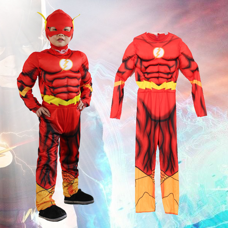 万圣节闪电侠儿童肌肉服装cosplay舞会动漫派对the flash套装