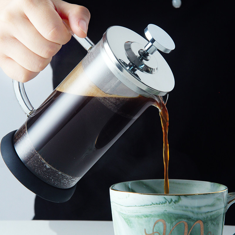 全不锈钢法压壶咖啡壶法式打奶泡壶加厚玻璃手冲壶冲茶器过滤杯器