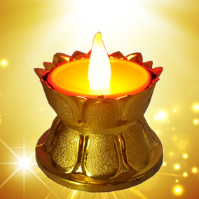 led莲花灯电子蜡烛长明灯供佛无烟佛前荷花蜡烛电蜡烛供灯送电池