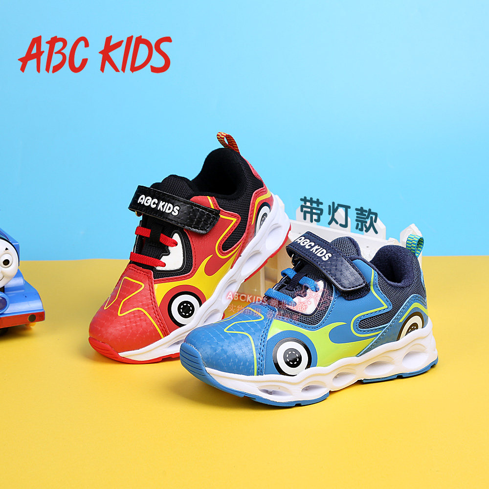 abckids冬款童鞋男童超轻运动鞋小童鞋小汽车二棉鞋带灯y75225239