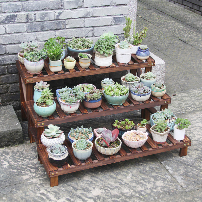 阳台花架实木多层阶梯式单层木质落地式室内多肉植物花盆架子