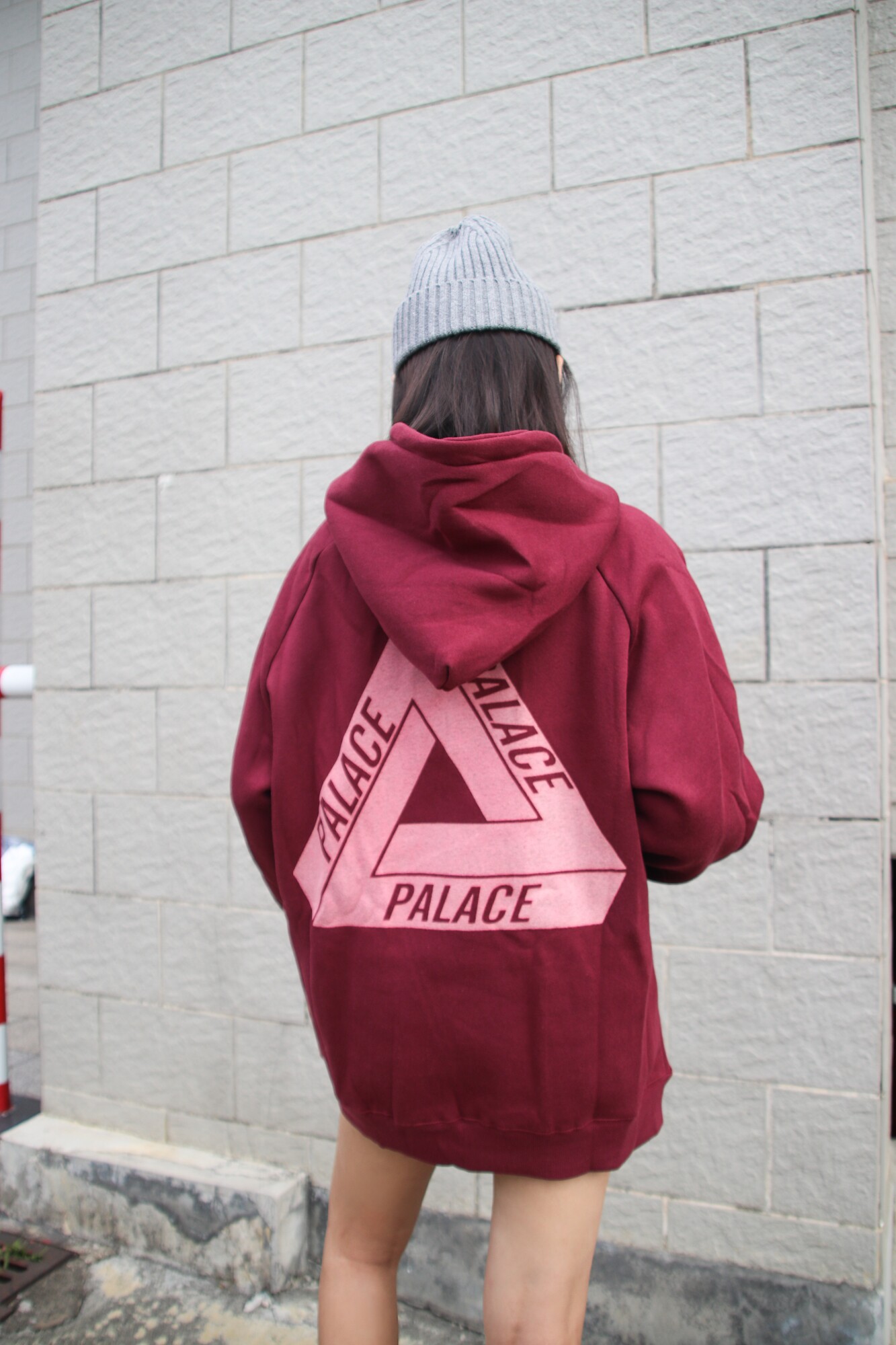 一折印花加绒卫衣男_palace 18fw 经典大三角logo印花休闲宽松套头连