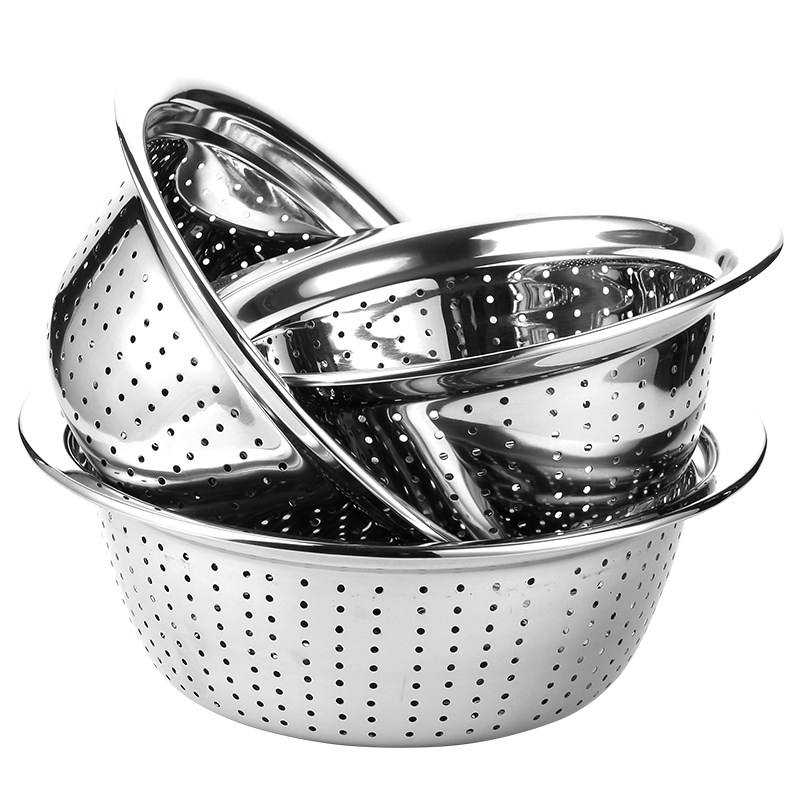 洗菜盆沥水篮_不锈钢沥水篮淘米箩水果盆洗菜篮加深味斗面盆物斗洗菜