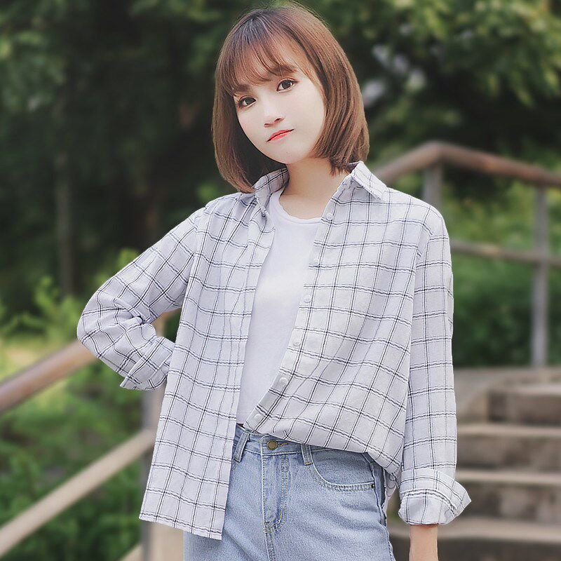 格子上衣女秋冬外套
