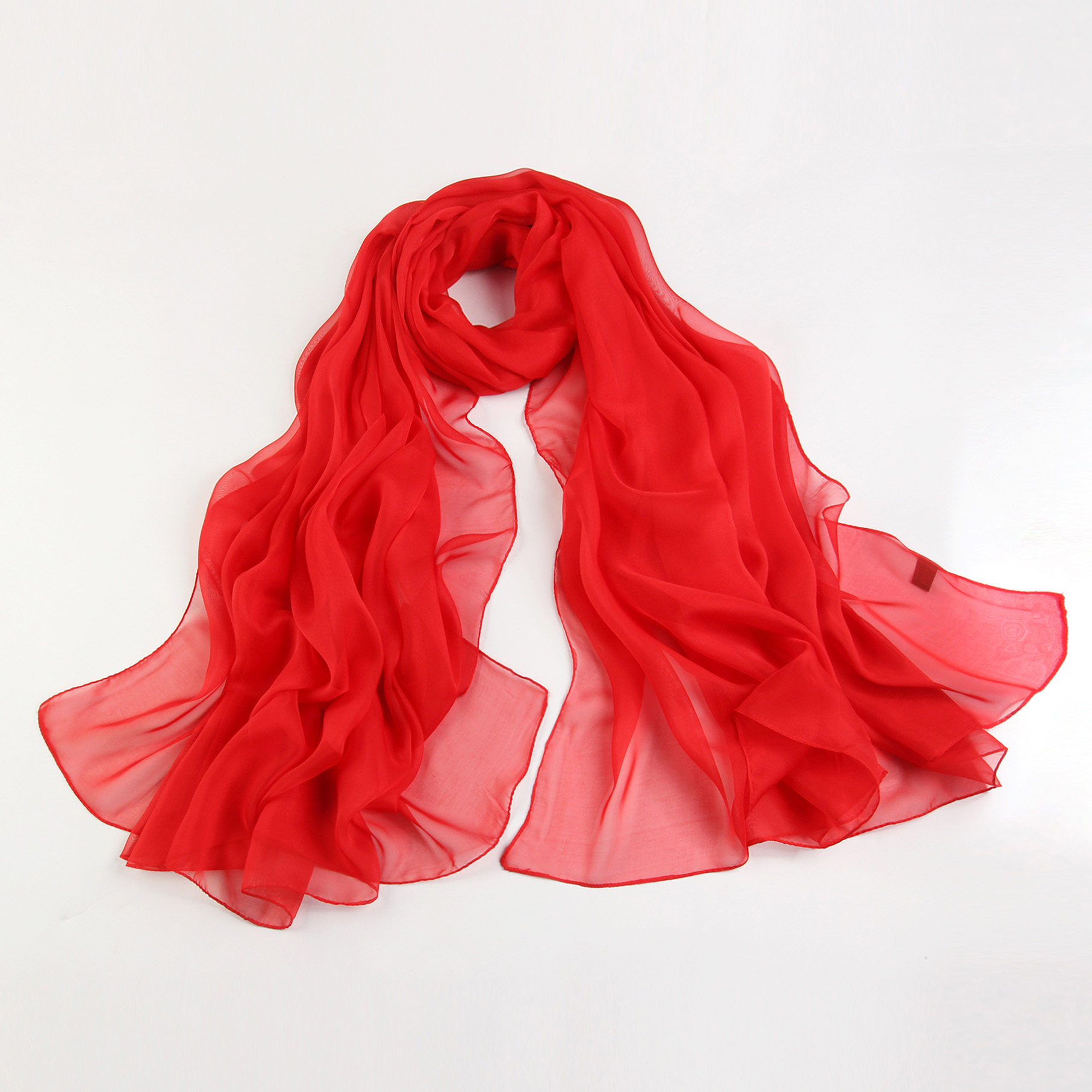 春秋季红色纱巾女夏季长款防晒多功能百搭中国红丝巾薄款雪纺围巾