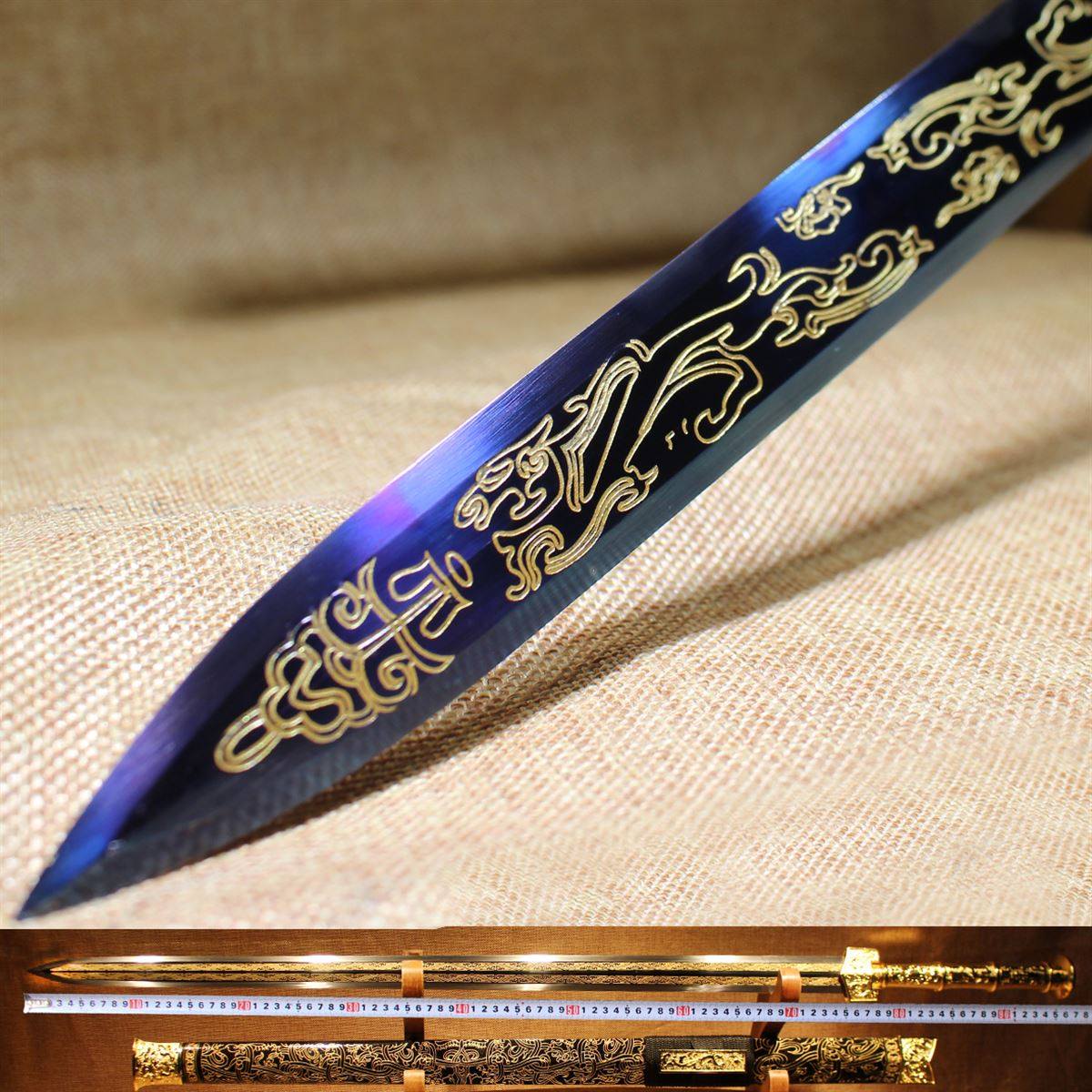 定光剑 龙泉千字号宝剑花纹钢八面汉剑镇宅防身刀剑手工剑未开刃