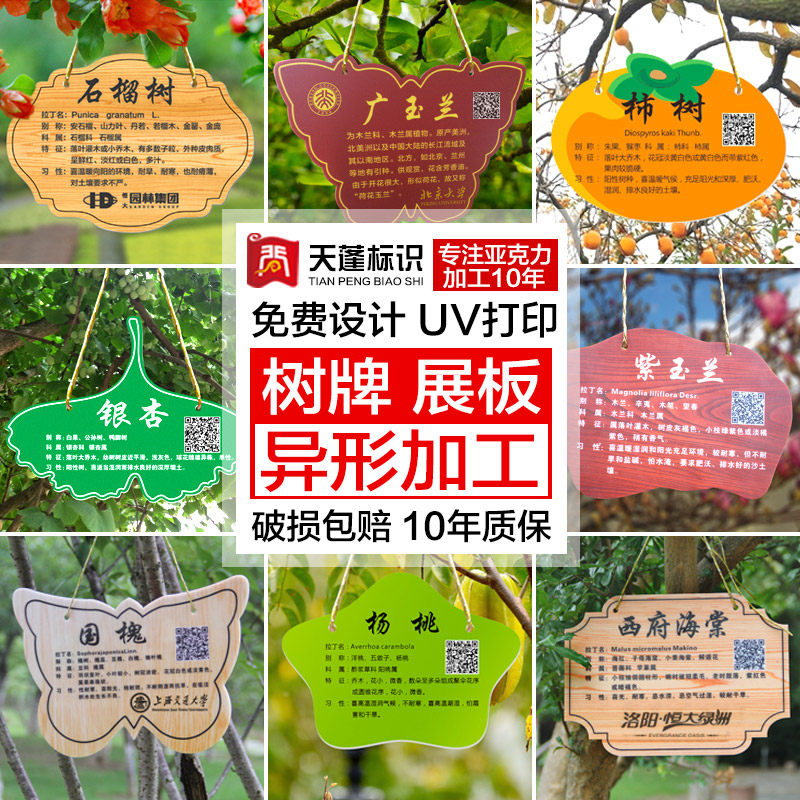 花草牌_亚克力花草牌树木介绍挂牌小区学校幼儿园插地树牌广告标识牌