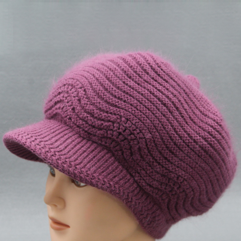 老年帽子女冬奶奶 护耳_秋冬天老人帽子女针织帽兔毛加厚保暖八角帽中