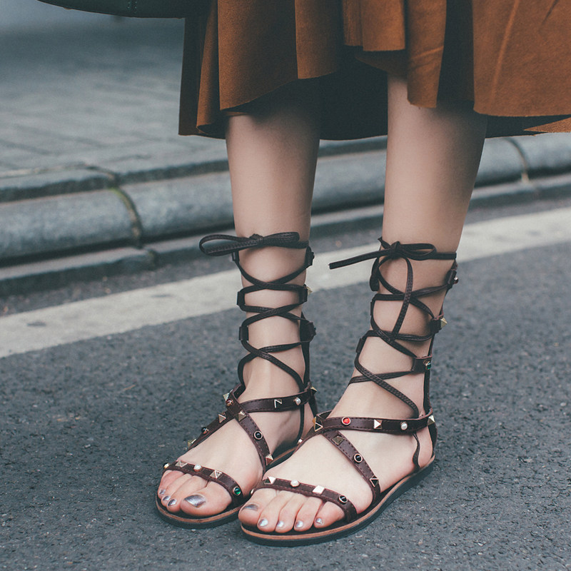 度假风绑带凉鞋