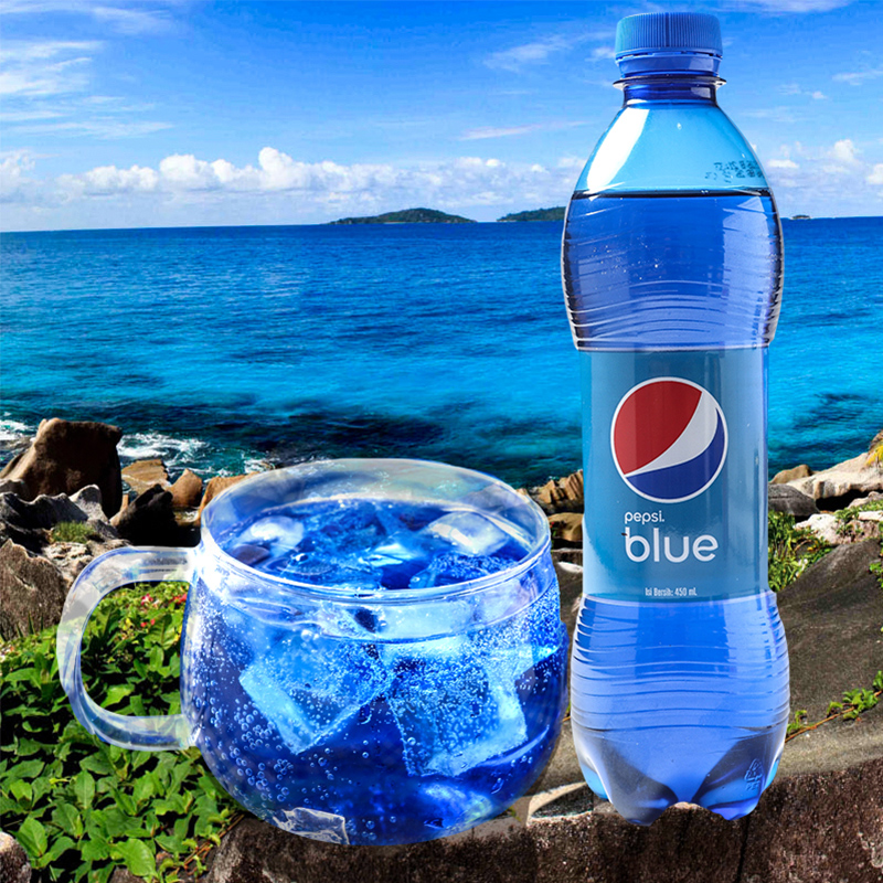 巴厘岛限定网红百事蓝色可乐blue梅子味进口碳酸饮料瓶装3瓶