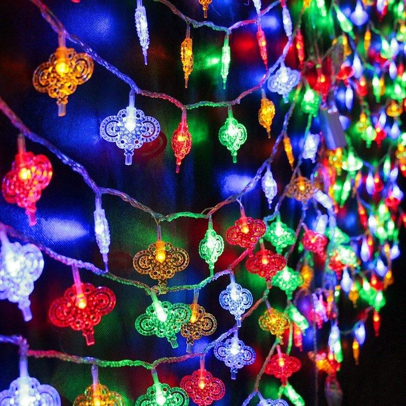 装饰灯串 户外_闪灯串装饰户外过年室外树七彩色七彩灯挂灯结婚春节