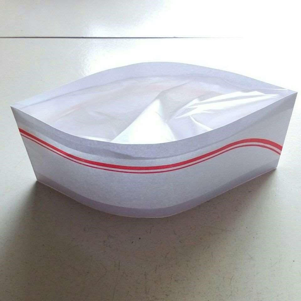 一次性厨师帽/纸框架/帽子低帽/红边厨师帽/矮帽船帽100只装袋笼,纸质图片