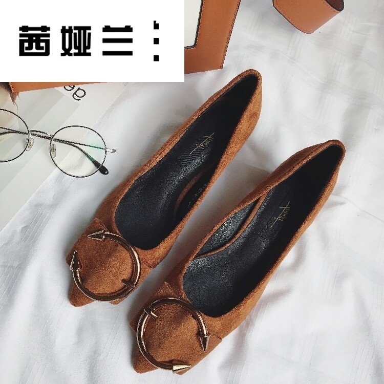 高跟鞋粗跟单鞋女鞋子秋季淑女鞋韩版绒面尖头鞋时尚ol办公