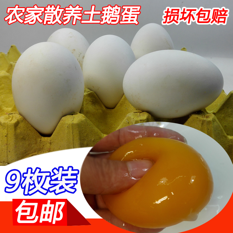 包邮新鲜农家散养土鹅蛋大鹅蛋绿色草鹅蛋初生蛋孕妇去胎毒9枚装