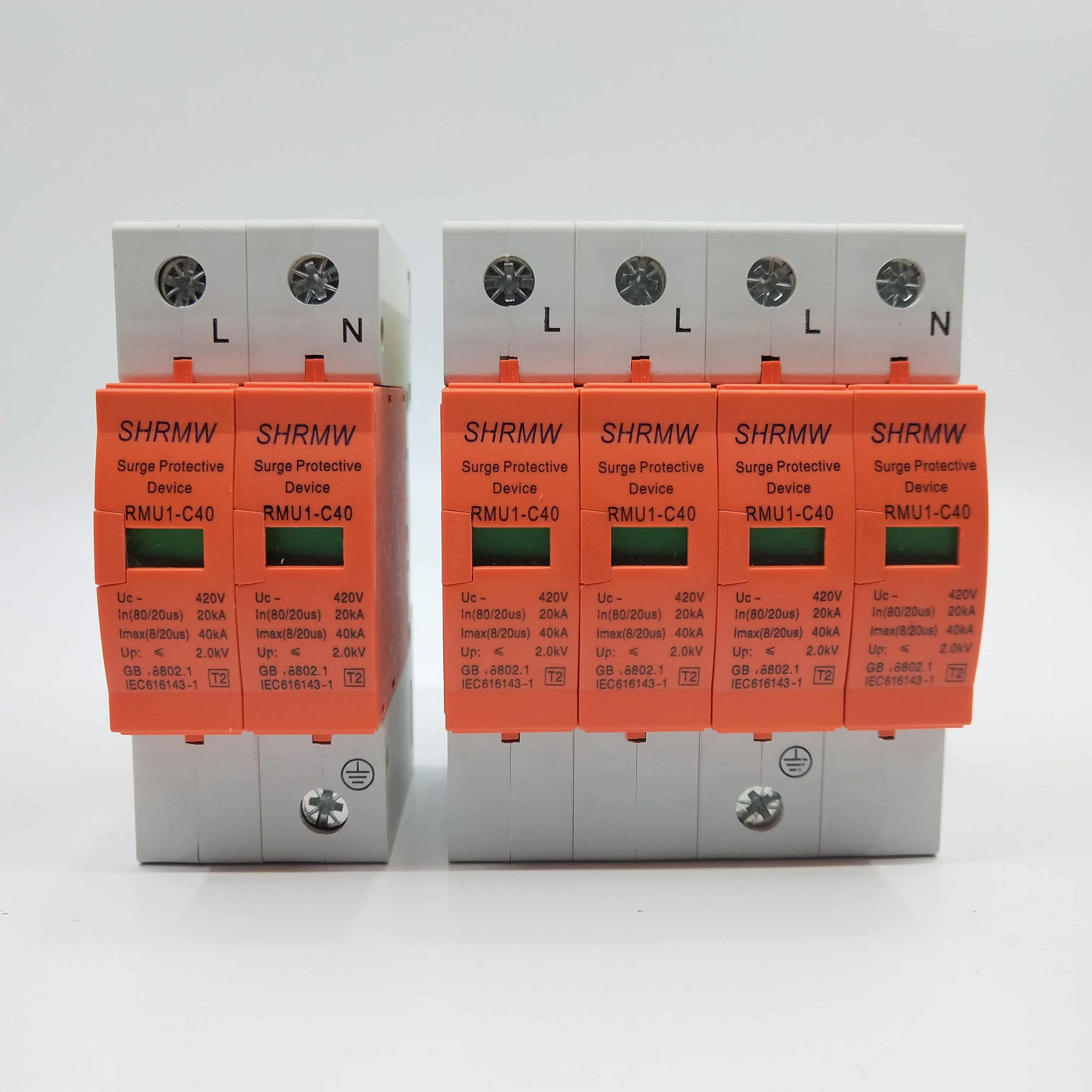 特价防雷保护器_上海人民浪涌保护器4p 40ka 防雷器220v 380v家用避雷