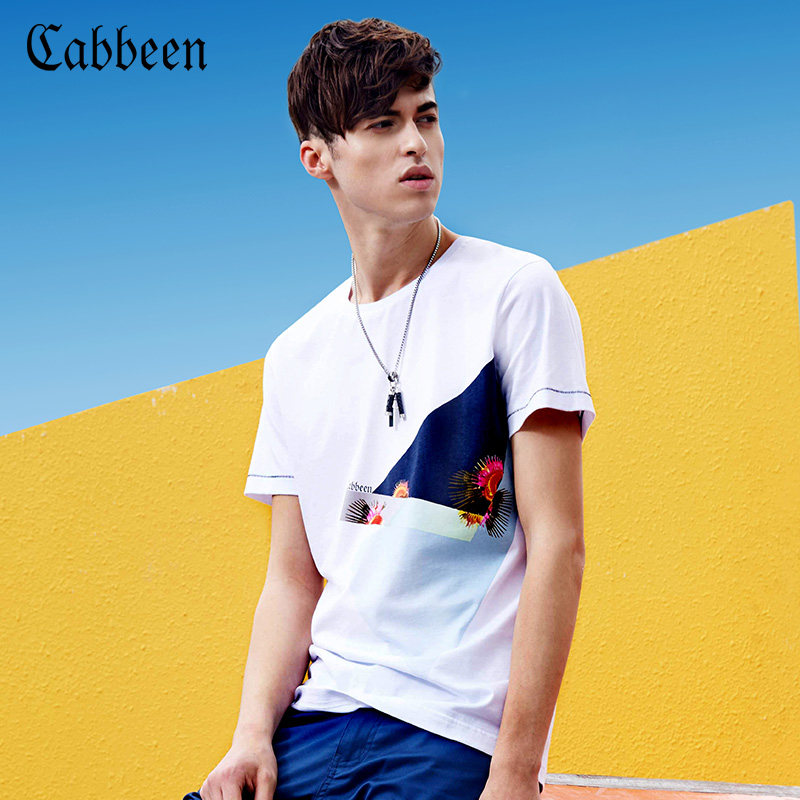 卡宾纯棉短袖t恤夏季印花圆领休闲修身半袖青年